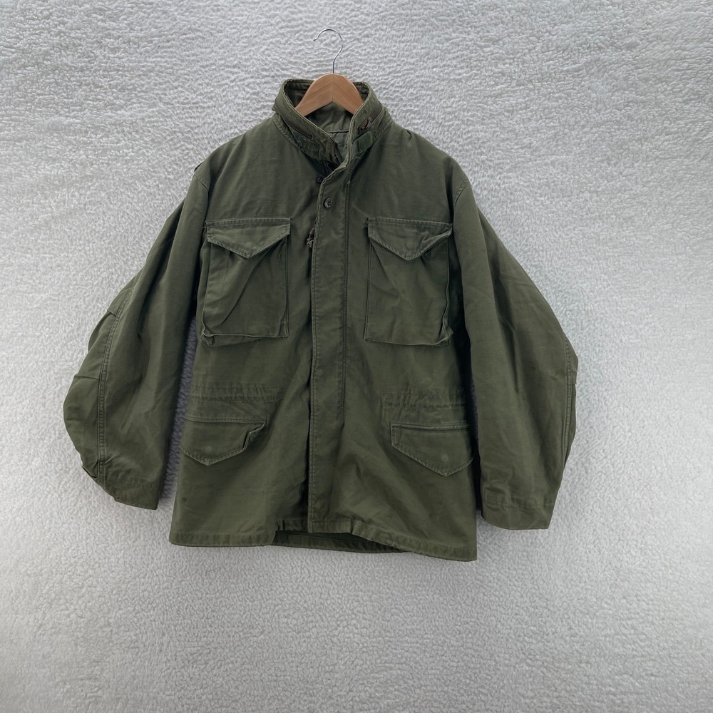 Vintage Military M65 Field Jacket Mens Small Alpha Industries Green OG-107 1981